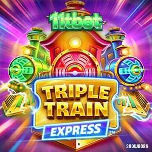 Tampilan visual mesin slot Triple Train Express dengan tema cyberpunk